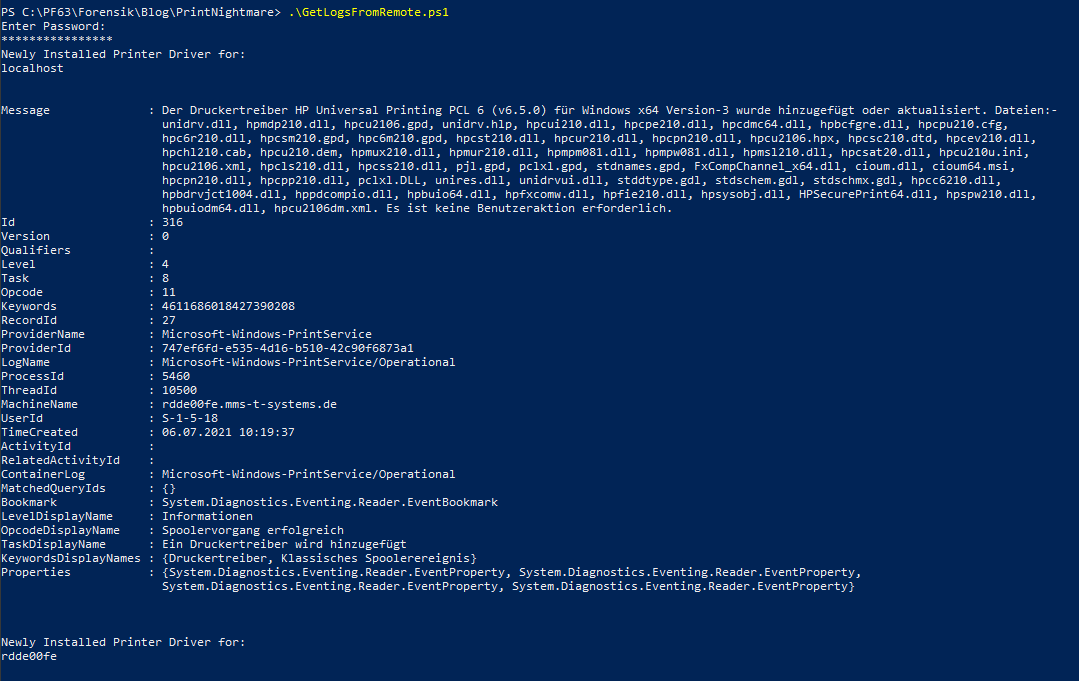 Powershell Scriptoutput